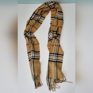 Cashmink V Fraas Germany Men Women Scarf Tan Red Black Plaid Acrylic Tartan